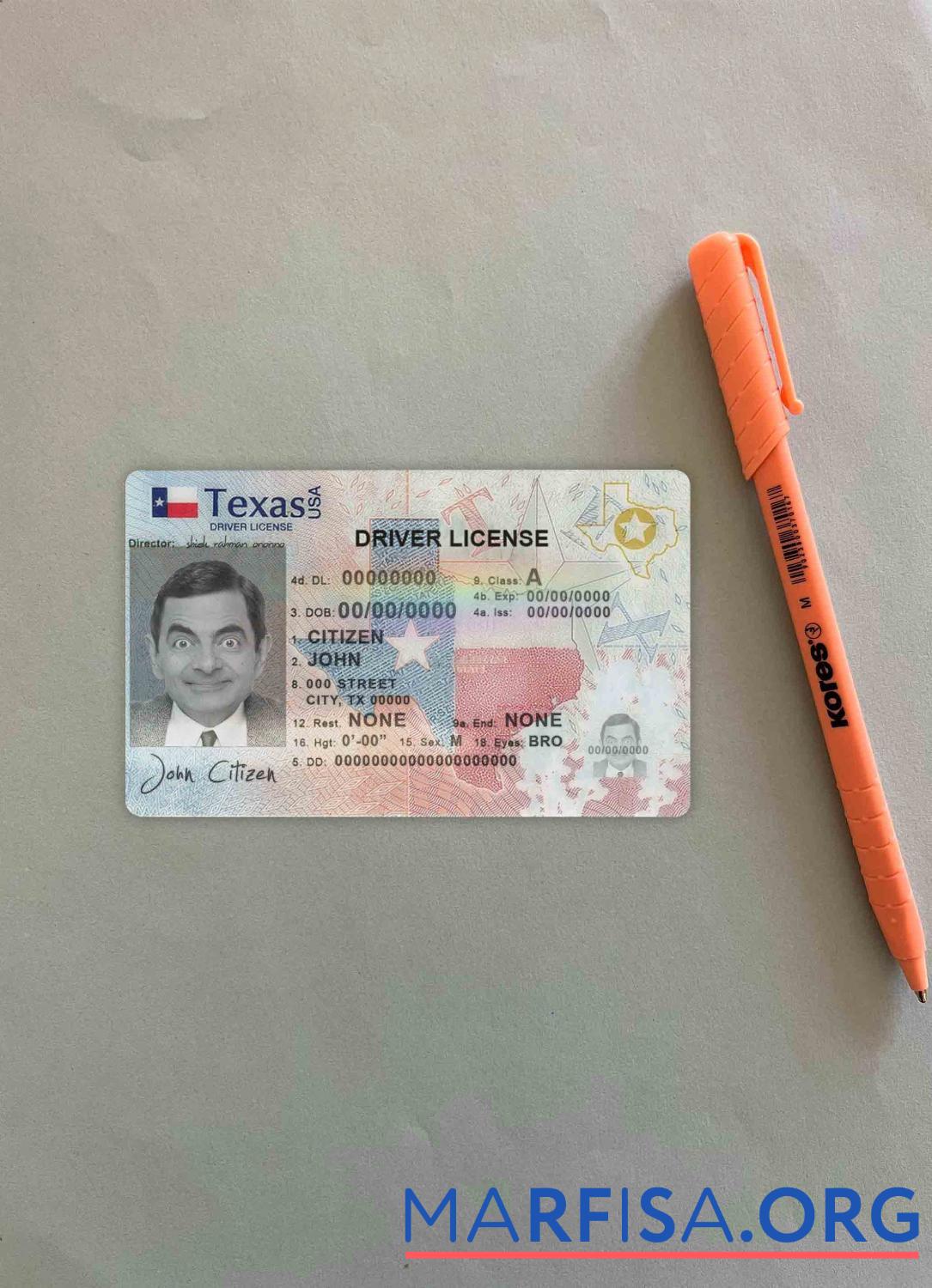 Blank USA Texas driving license template in PSD format, fully editable (2020 – present) photolook FRONT